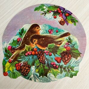 Vintage Litho Christmas Card Hawthorne & Sommerfield Unused USA Round Ornament